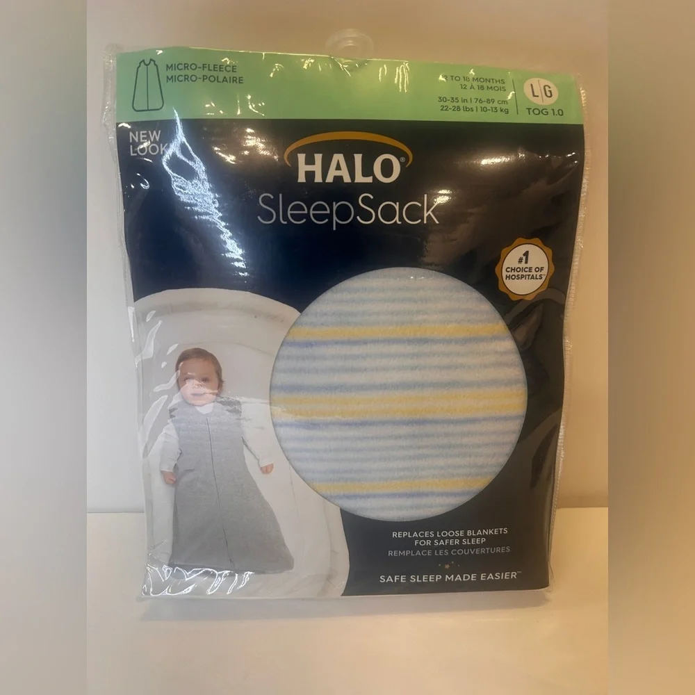 HALO Innovations SleepSack Wearable Blanket Micro Fleece - Multi Stripe Blue L